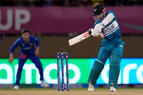 Kane Williamson bats against Afghanistan